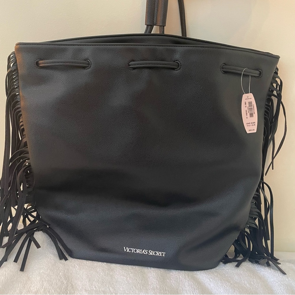 Victoria's Secret Black Tote with Fringe NWT $85 MSRP